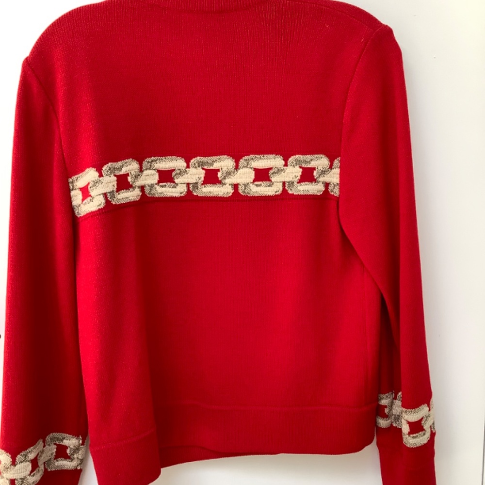 St. John red knit skirt and top set